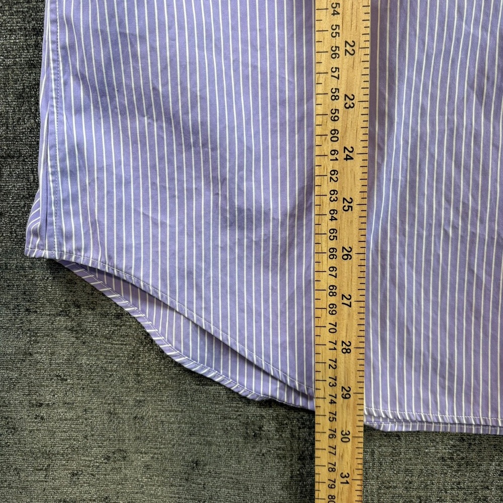 Polo Ralph Lauren Button Down Mens 16.5 32/33 Purple White Striped Classic Fit - Picture 6 of 11